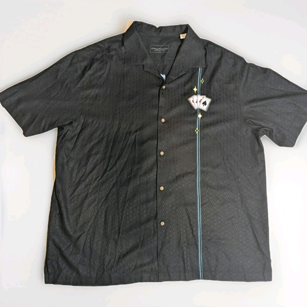 Tommy Bahama the blue fin lounge silk short sleeve button up t shirt Mens xxl